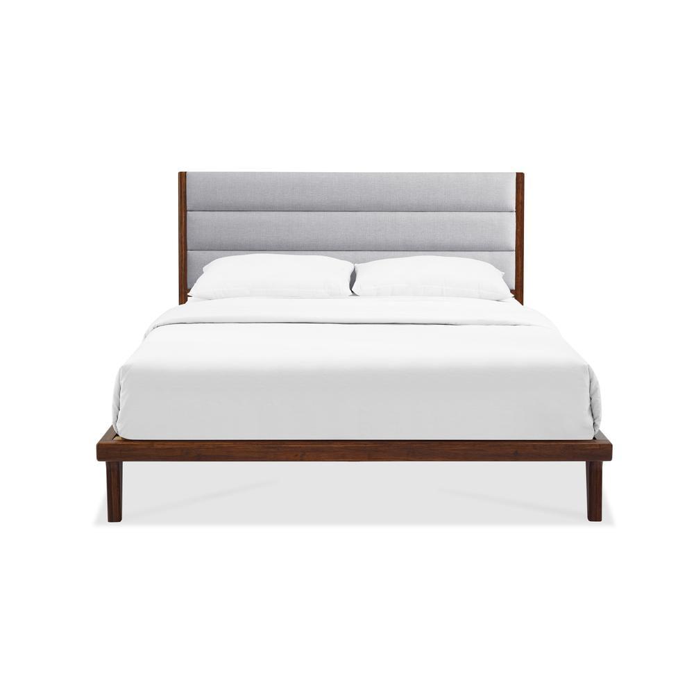 Exotic Bamboo Queen Platform Bed with Upholstered Headboard