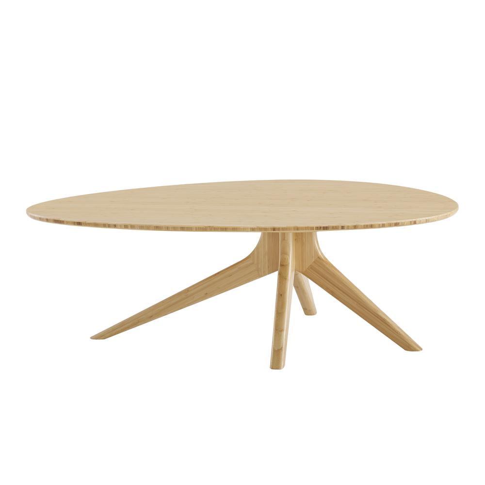 Oval Solid Bamboo Coffee Table in Warm Wheat Finish