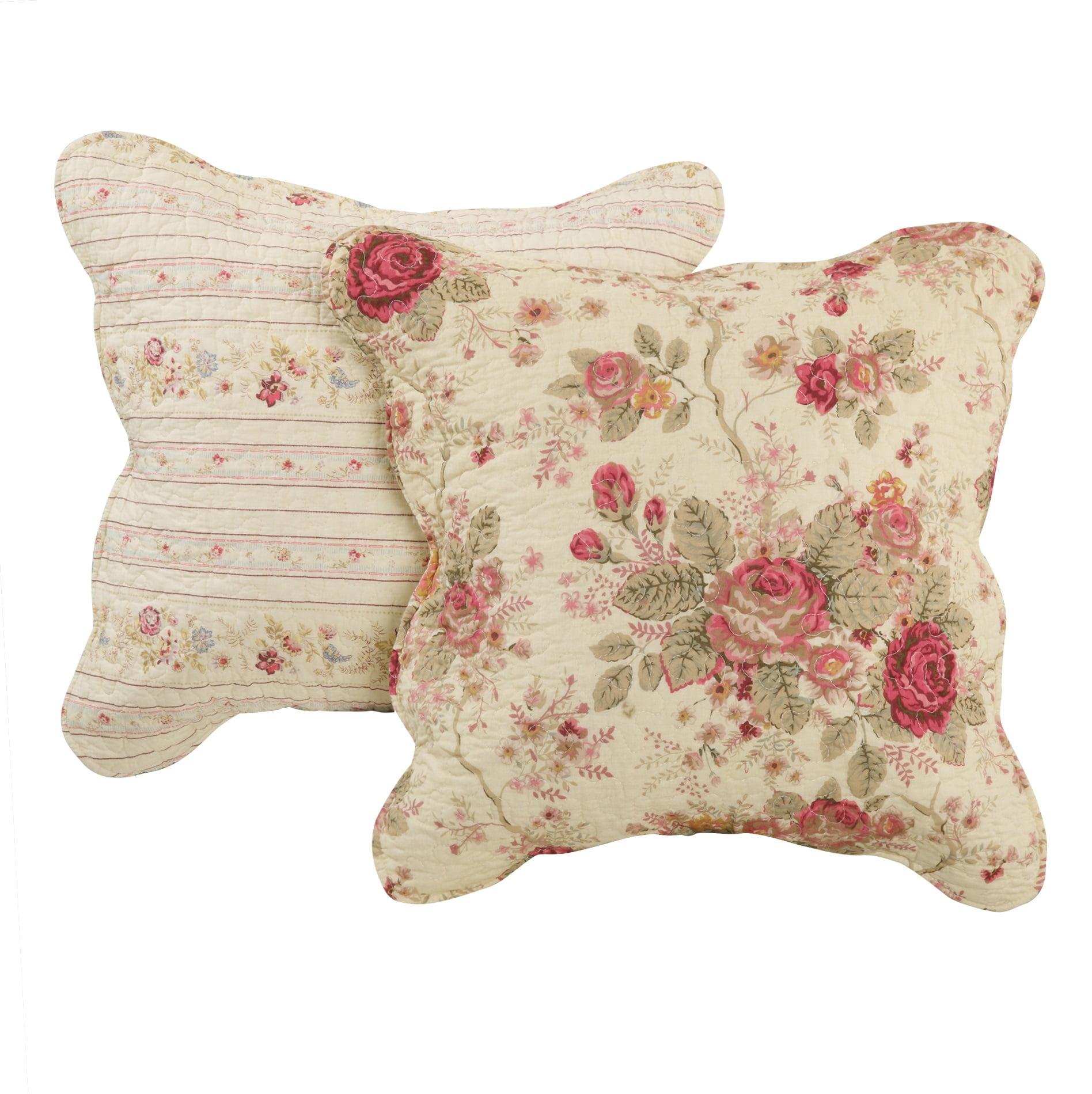 Antique Rose Cotton Throw Pillow Set (Set of 2)