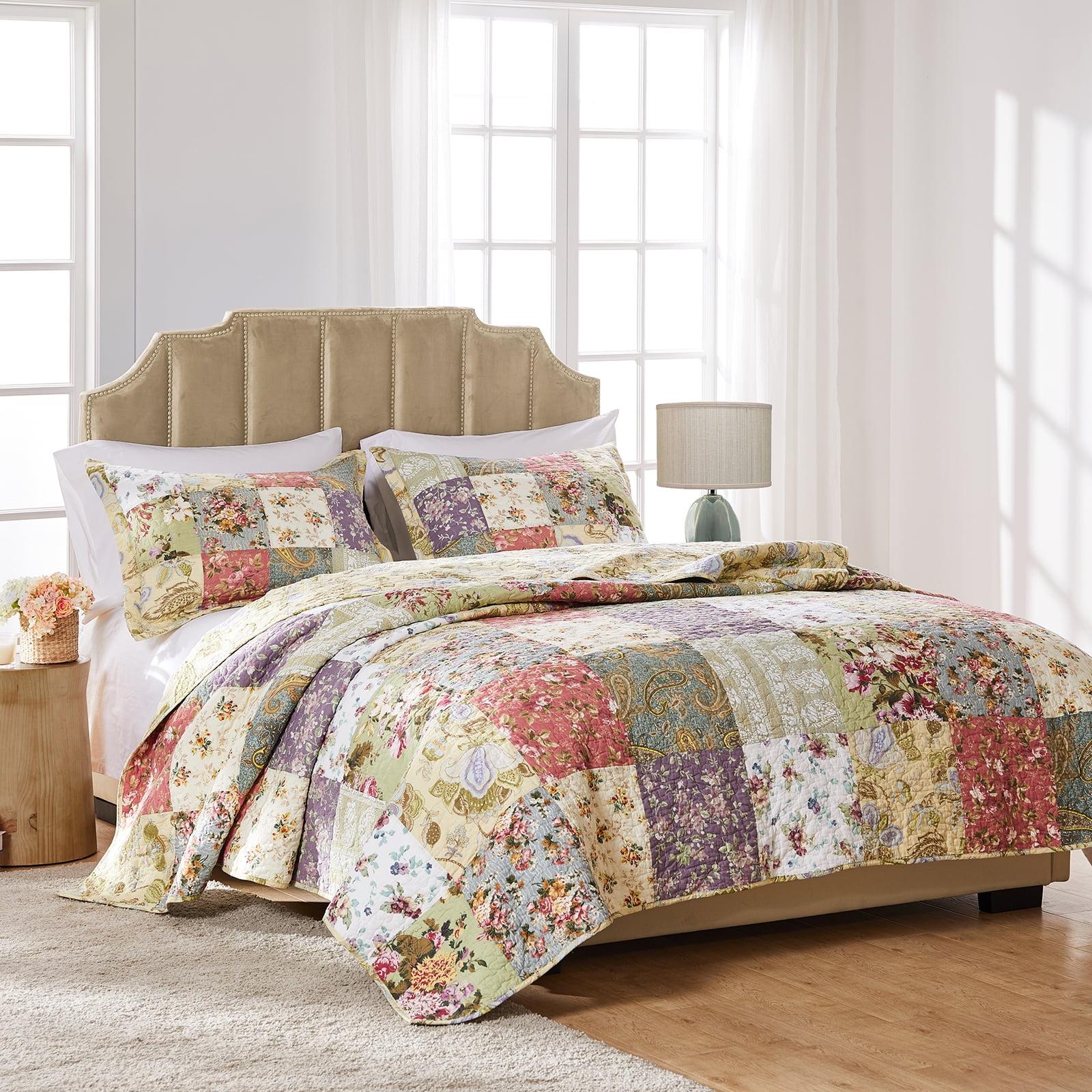 Blooming Prairie Multicolor Cotton Reversible King Quilt Set