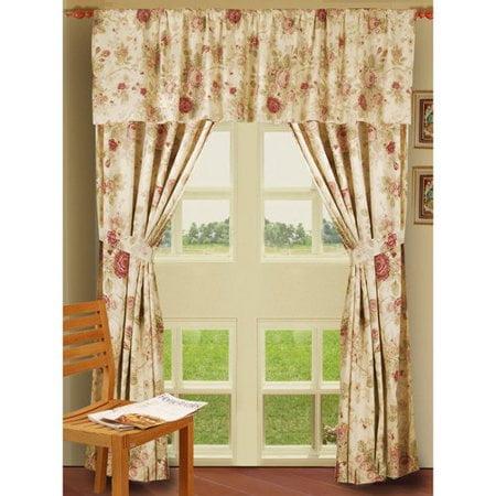 Antique Rose Nature/Floral Sheer Rod Pocket Curtain Panels (Set of 2)