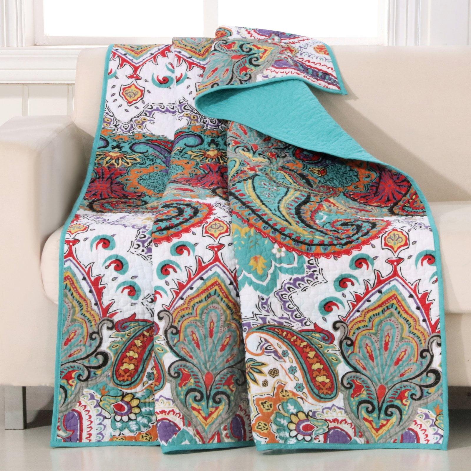 Greenland Home Fashions Nirvana Paisley 100% Cotton Quilted Throw