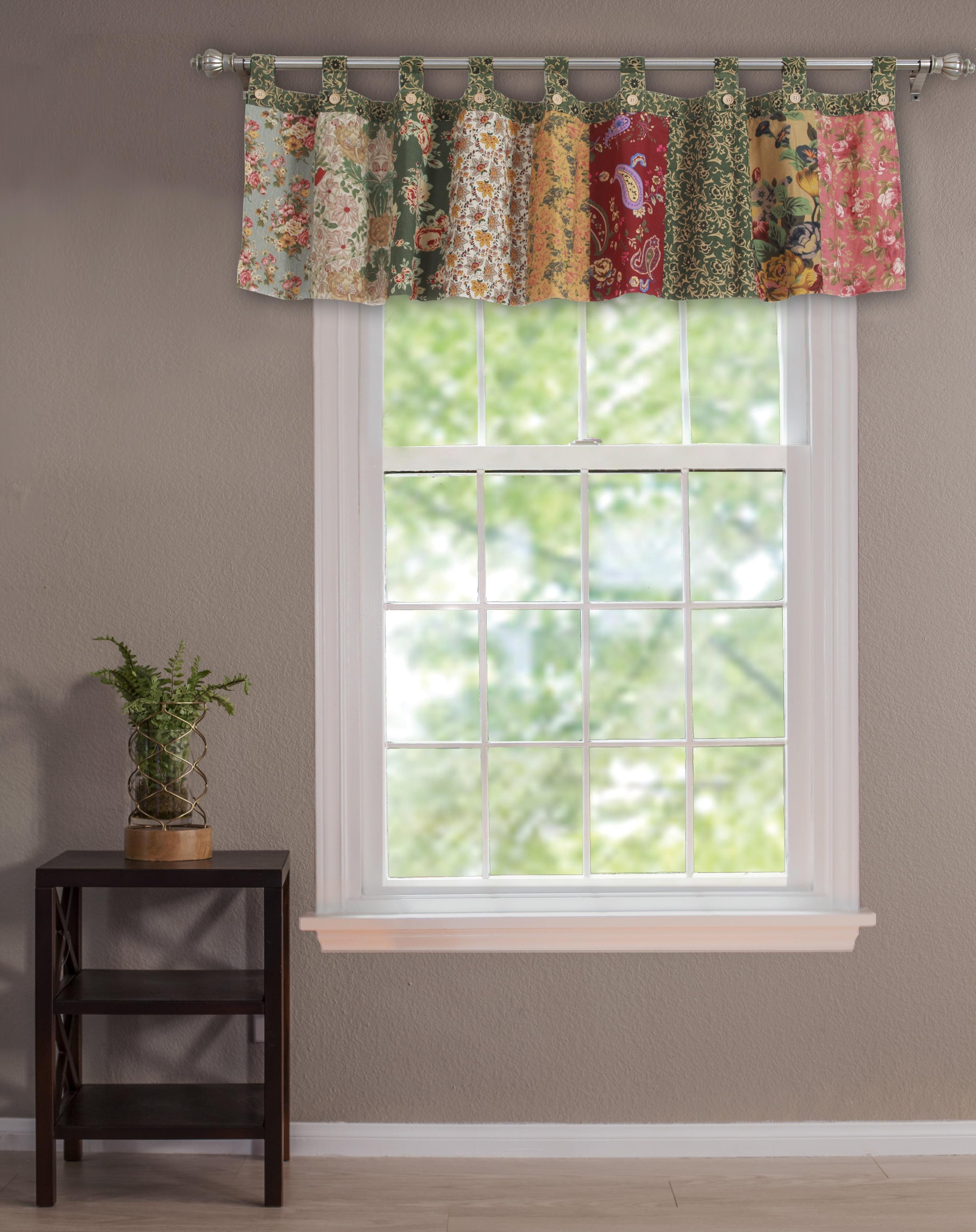 Multicolor Patchwork Cotton Tab Top Window Valance