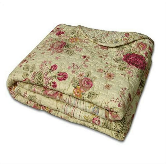 Antique Rose Quilted Reversible Cotton Throw