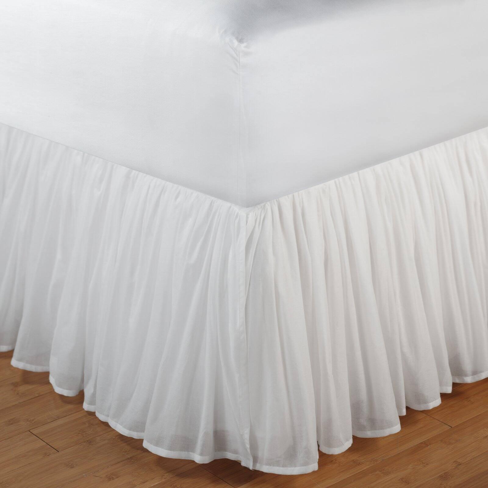 Greenland Home Fashion Cotton Voile Bed Skirt 18", White Queen