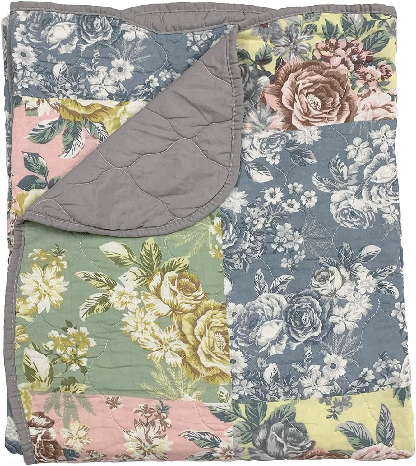 Emma Patchwork Floral Cotton Quilted Throw Blanket 50" x 60"