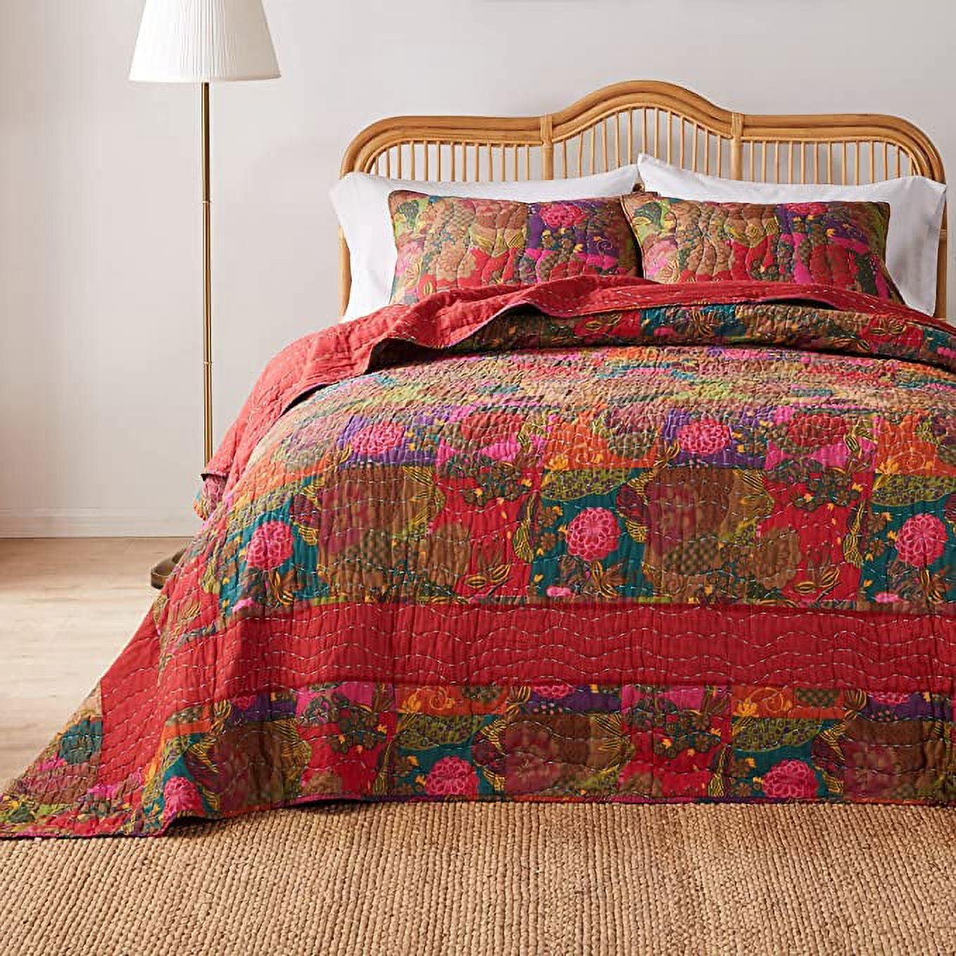 Greenland Home Fashions Jewel Boho Patchwork Print Quilt Set