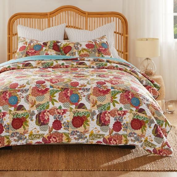Greenland Home Fashions Jewel Boho Patchwork Print Quilt Set