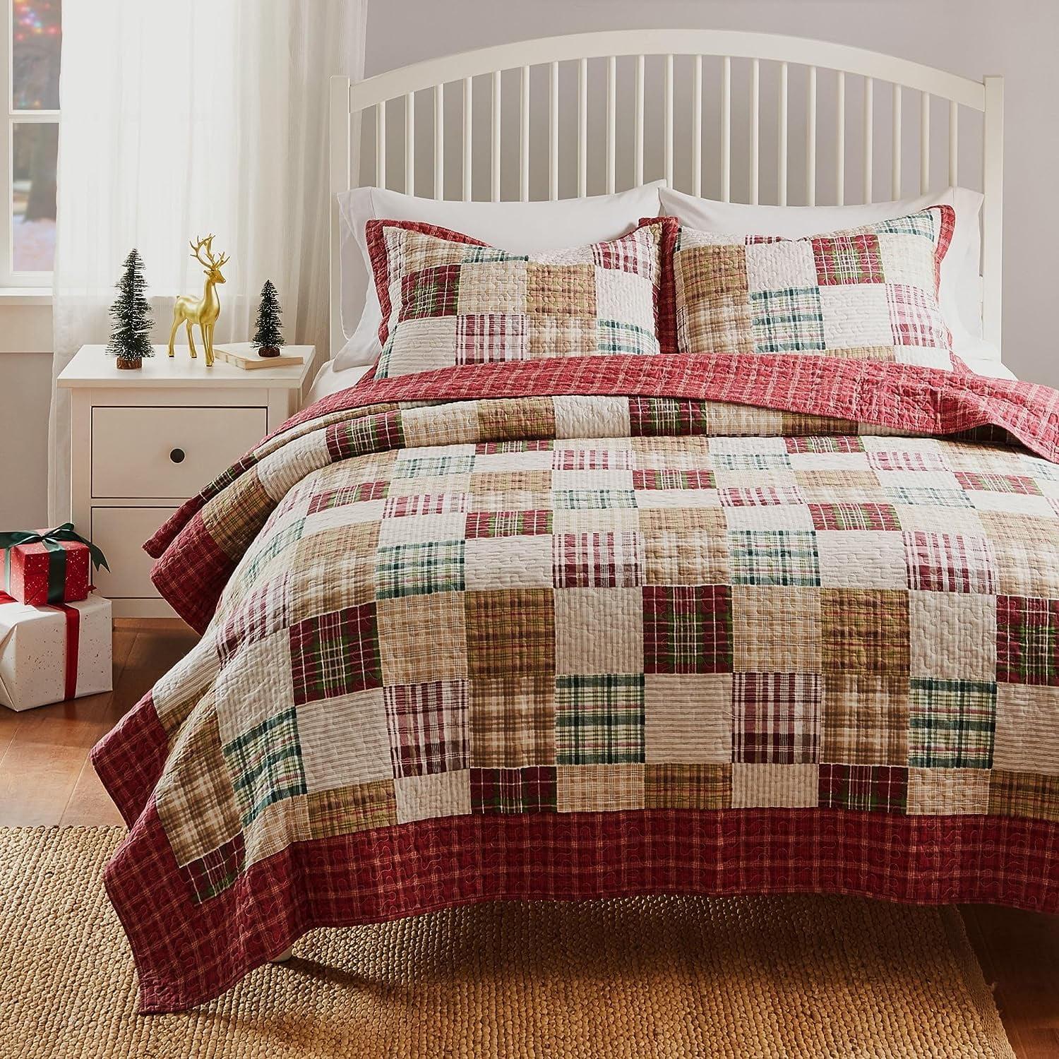 Greenland Home Fashion Oxford Luxurious High Quality Quilt Set Including Pillow Sham Red