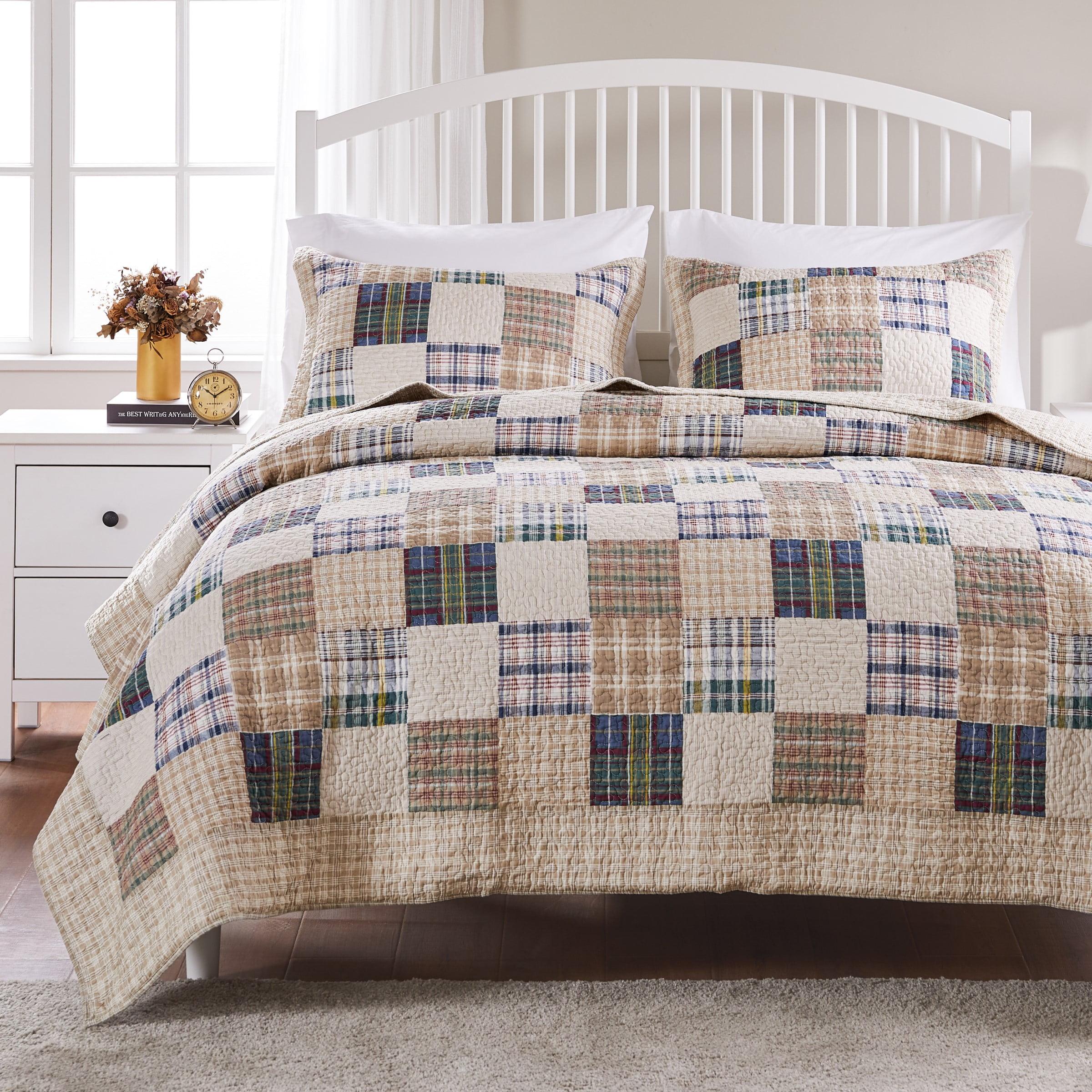 Greenland Home Fashions Oxford Quilt & Sham Set Beige/Blue