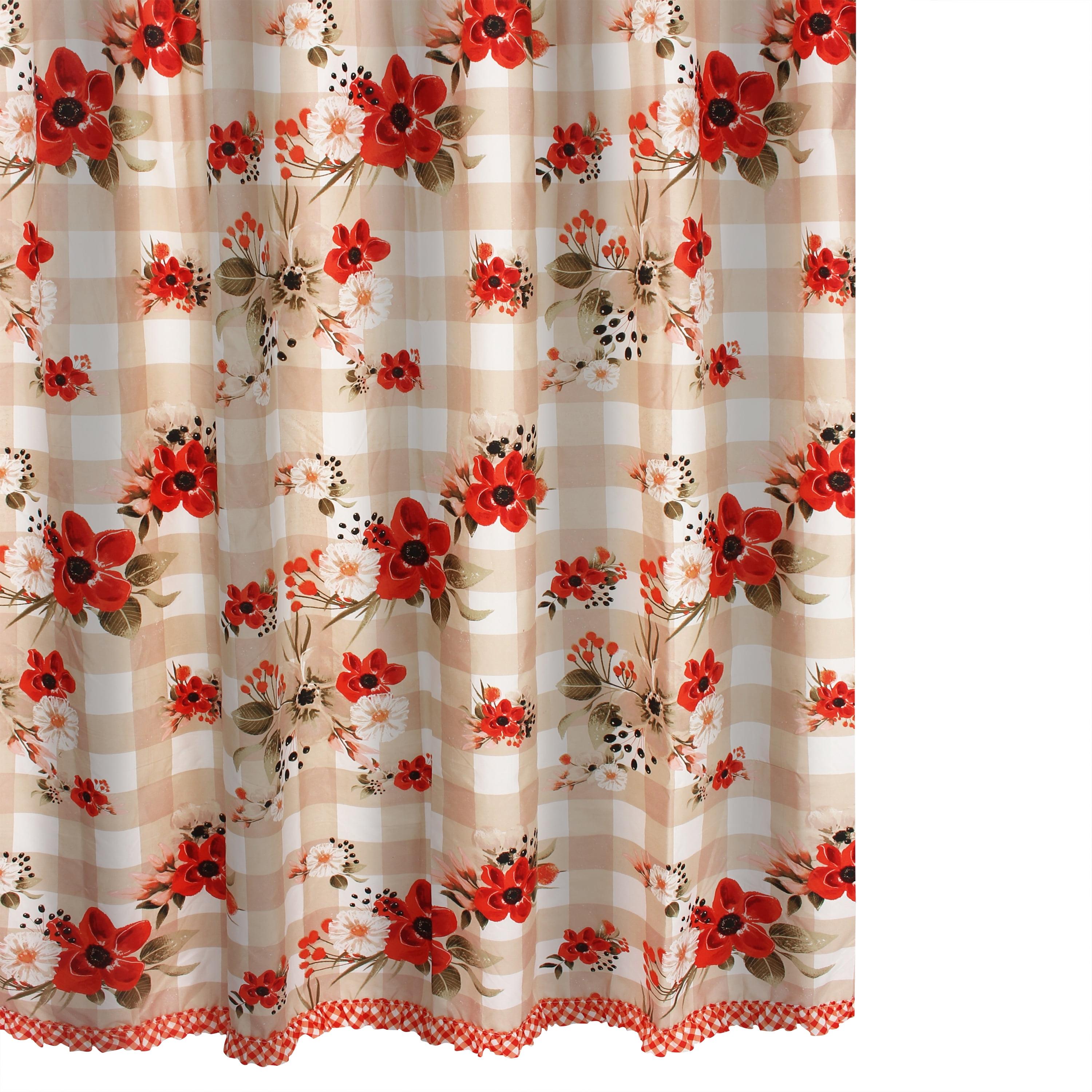 Wheatly Farmhouse Gingham Floral Shower Curtain 72" x 72"