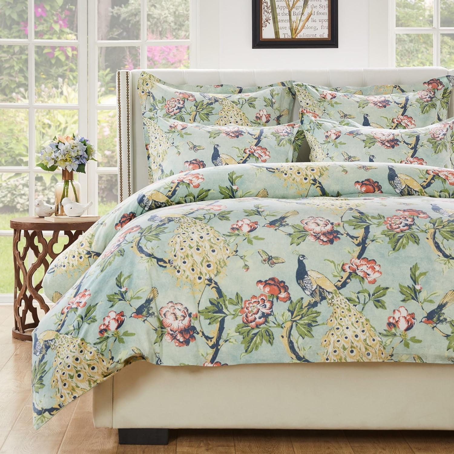 Jade Victorian Garden Cotton Twin Duvet Set