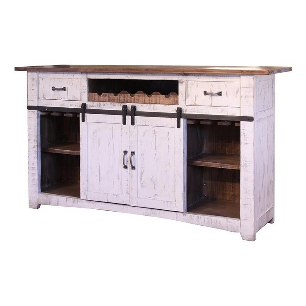 Greenview Distressed White Pine Wood Bar Counter