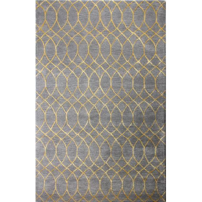 Gray Geometric Hand-Tufted Wool and Viscose Area Rug