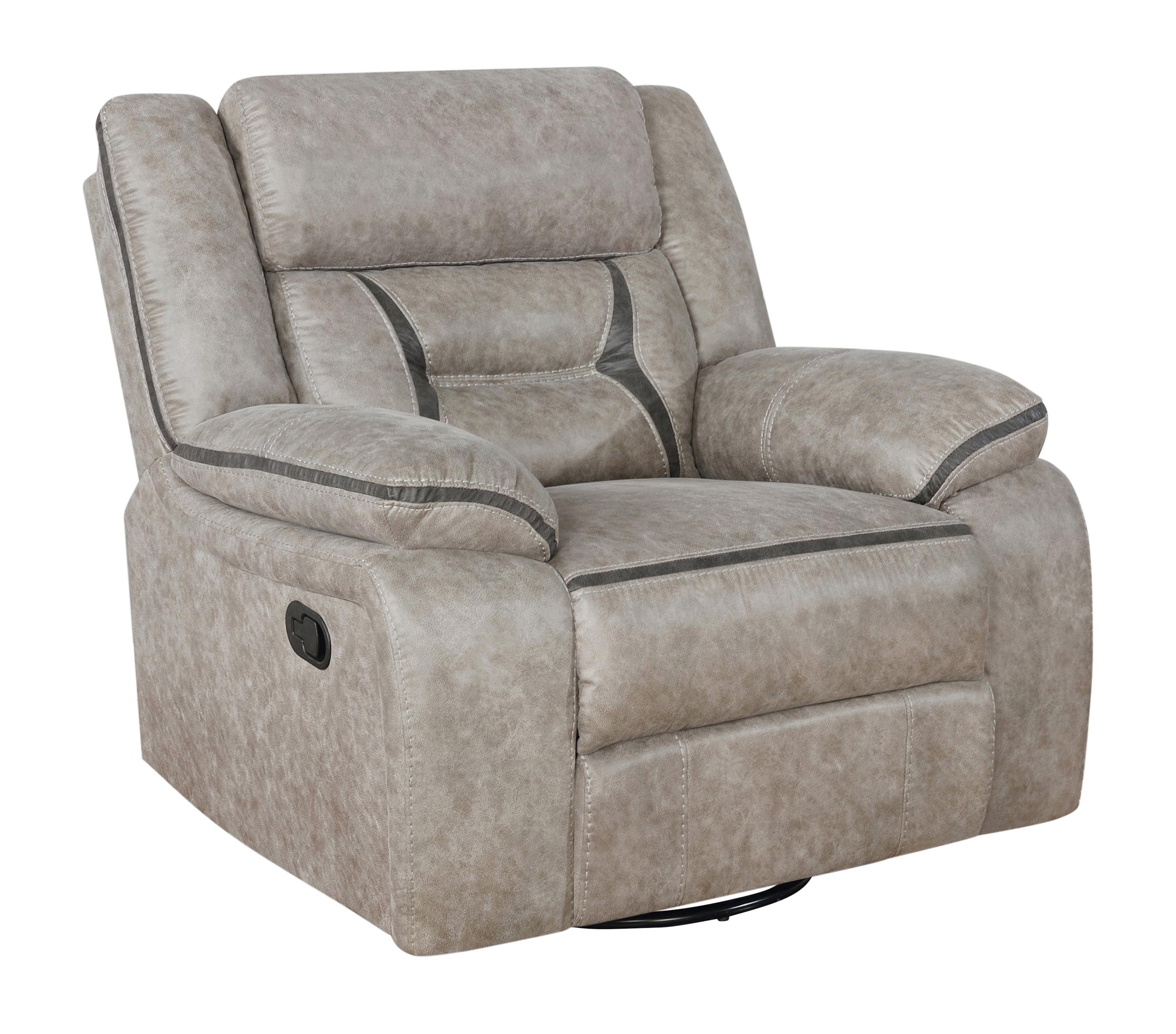 Taupe Faux Leather Swivel Recliner with Lift