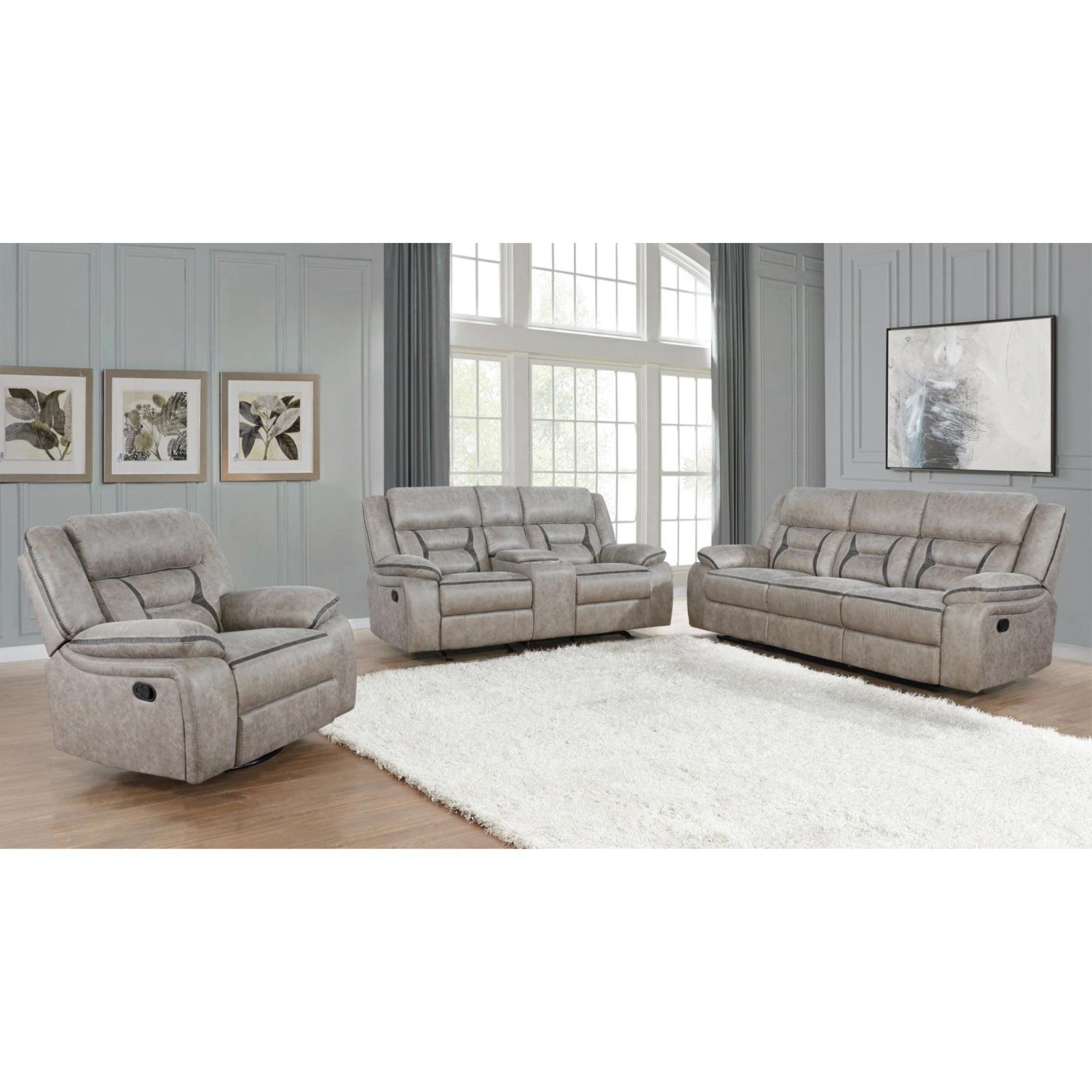 Greer Gray Upholstered Tufted 3-Piece Living Room Set