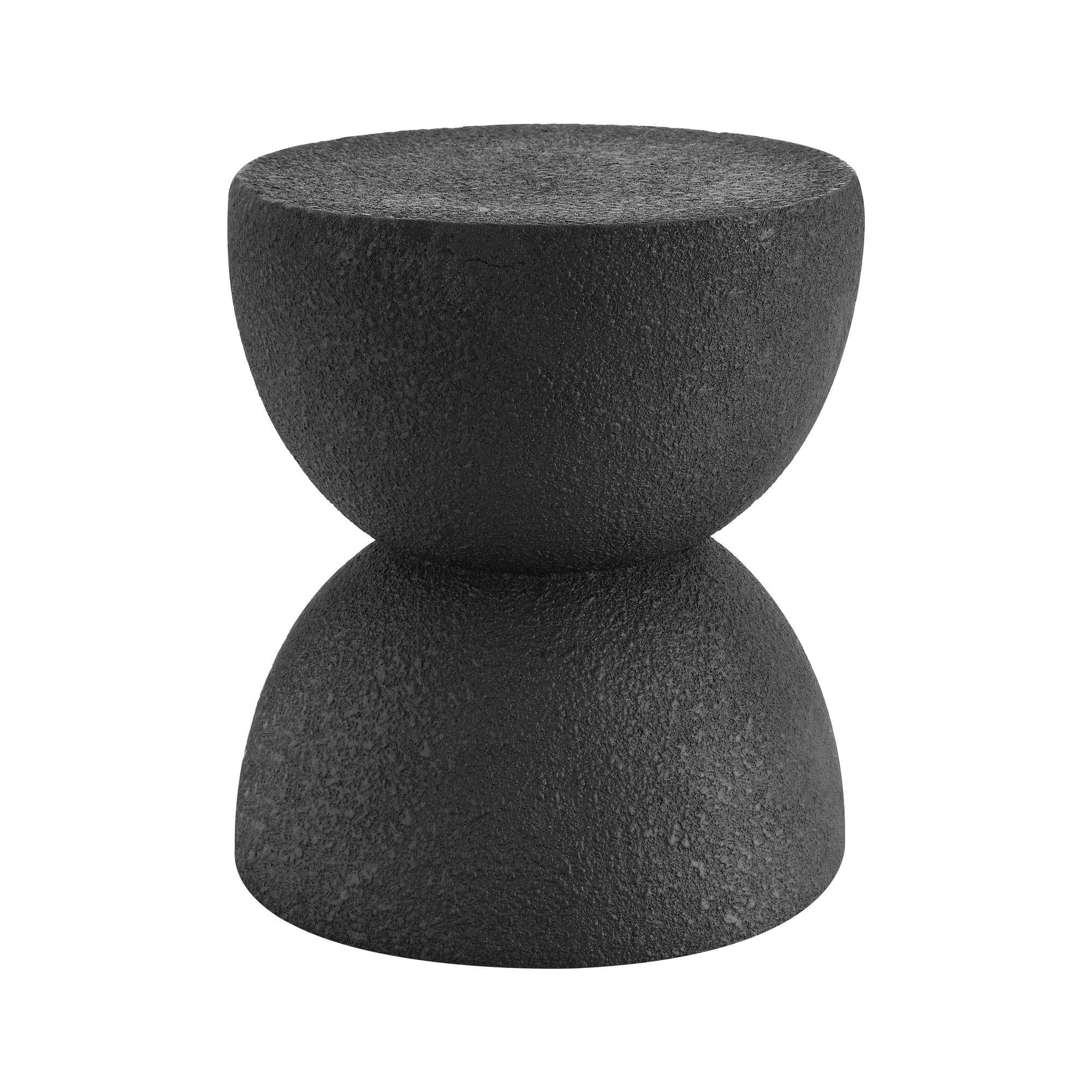 Greta 18" Mid-Century Modern Drum Accent Table , Black - JONATHAN Y