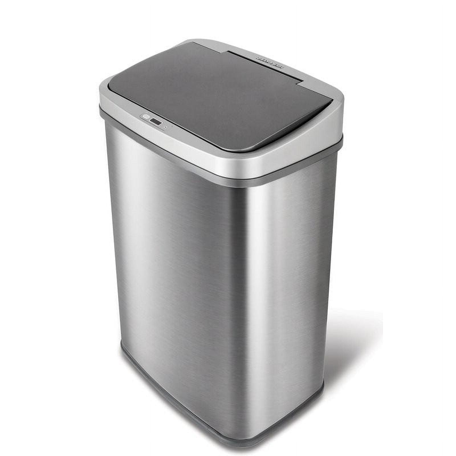 13-Gallon Gray Stainless Steel Touchless Kitchen Trash Can