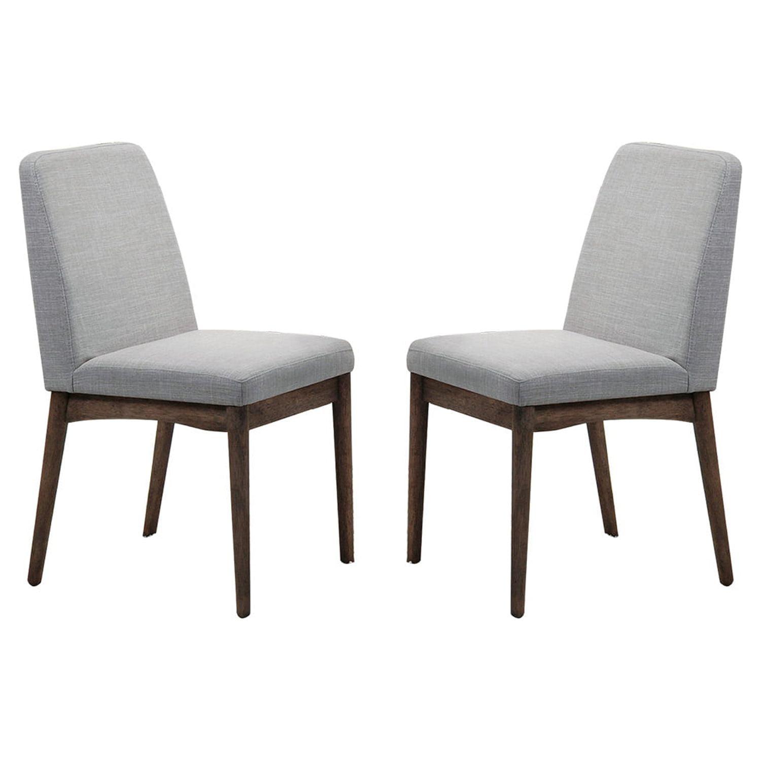 Mid-Century Modern Grey Fabric Upholstered Dining Chair with Walnut Wood Legs
