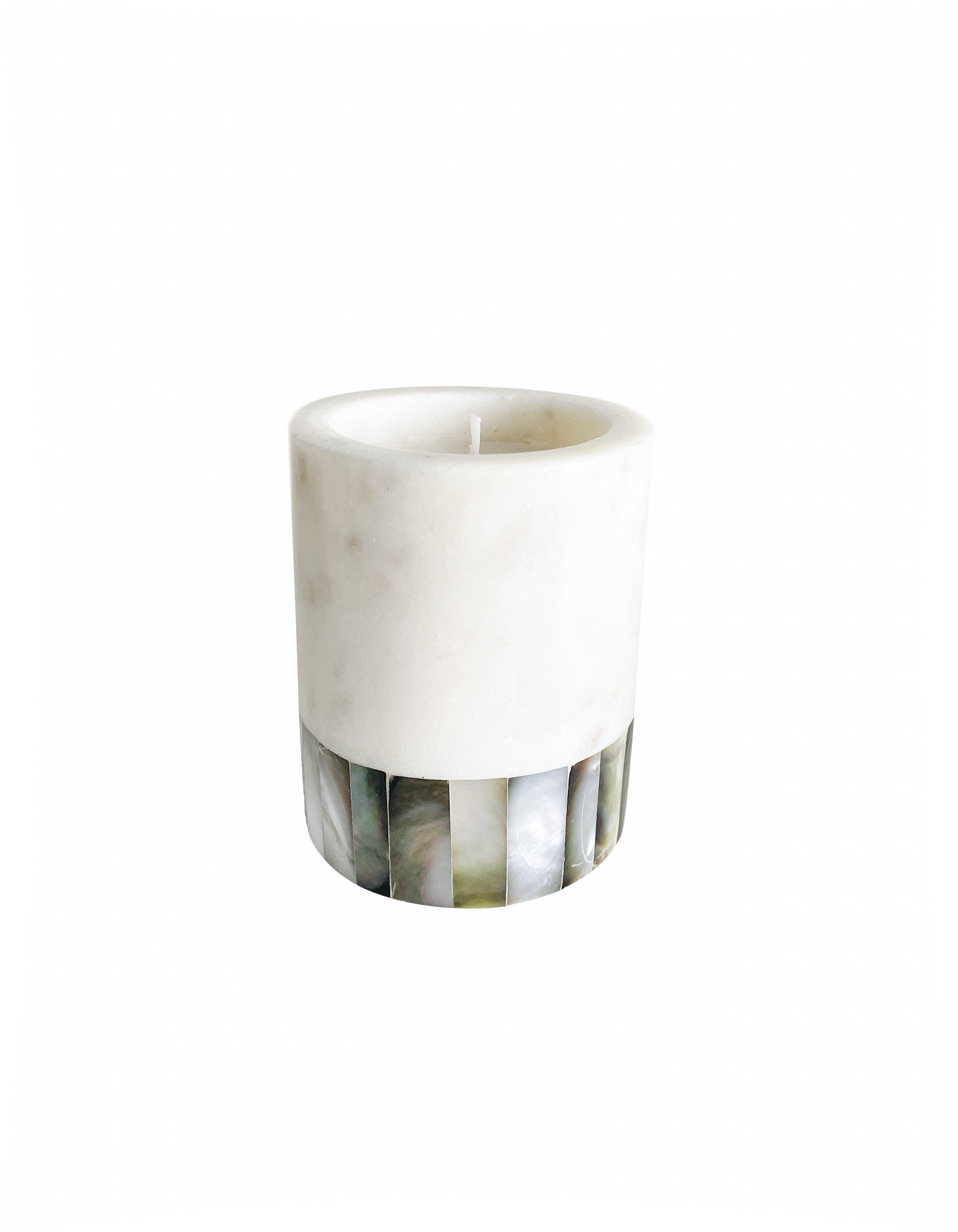 Mother Of Pearl Marble Lavender Scented Votive Candle