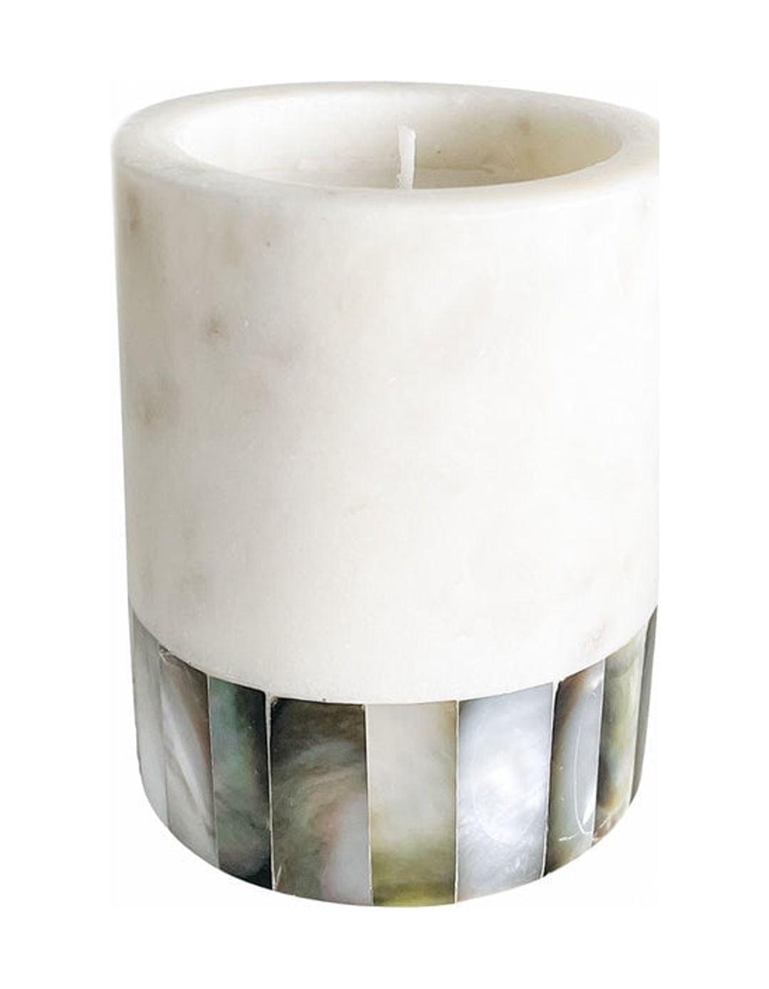 Gray Mother of Pearl Soy Wax Lavender Candle