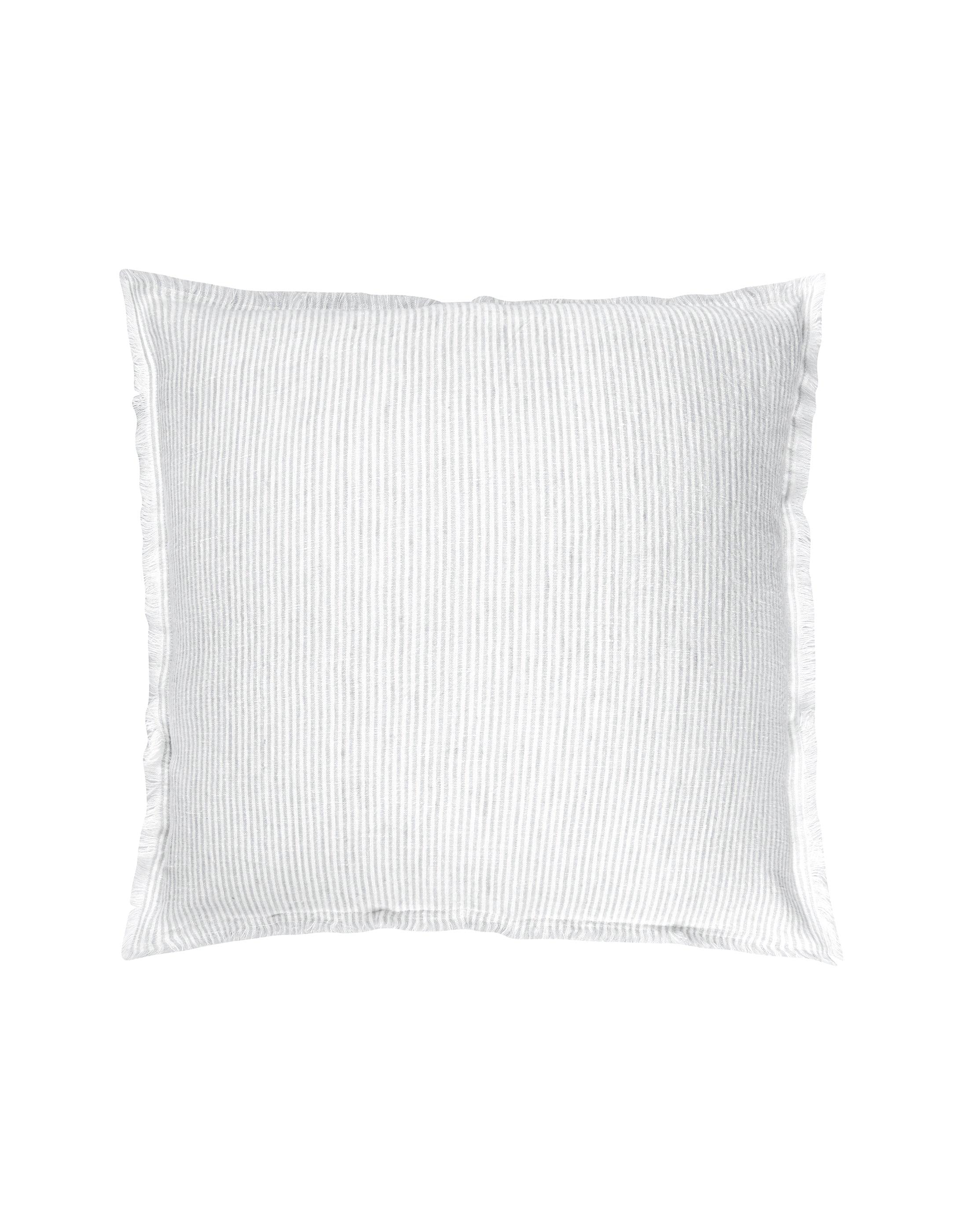 Light Grey Pinstripe Hypoallergenic Linen Pillow Cover