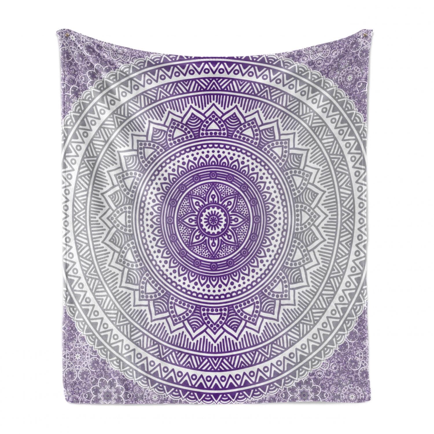 Ambesonne Grey and Purple Fleece Throw Blanket Boho Ombre