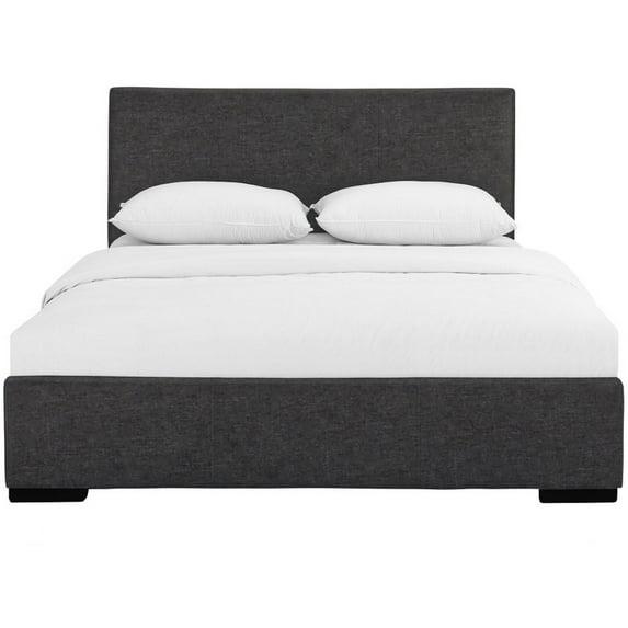 Grey Upholstered Queen Platform Bed