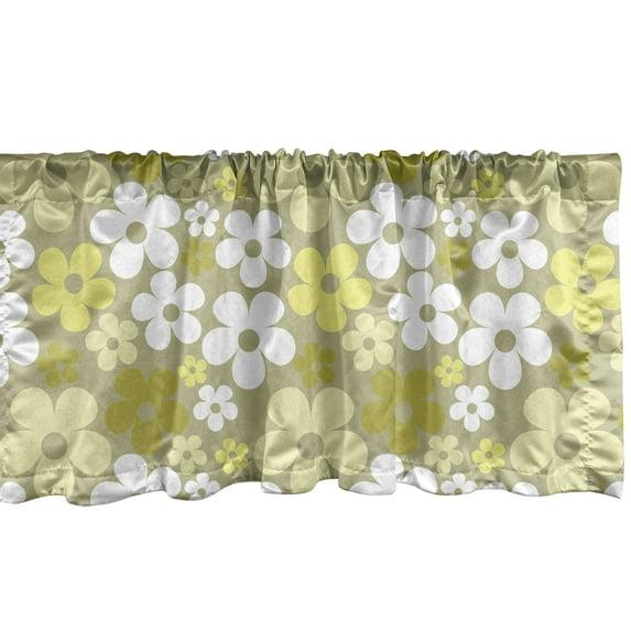 Ambesonne Ambesonne Grey Yellow Valance Pack of 2 Basic Abstract Flowers Pastel Yellow Khaki