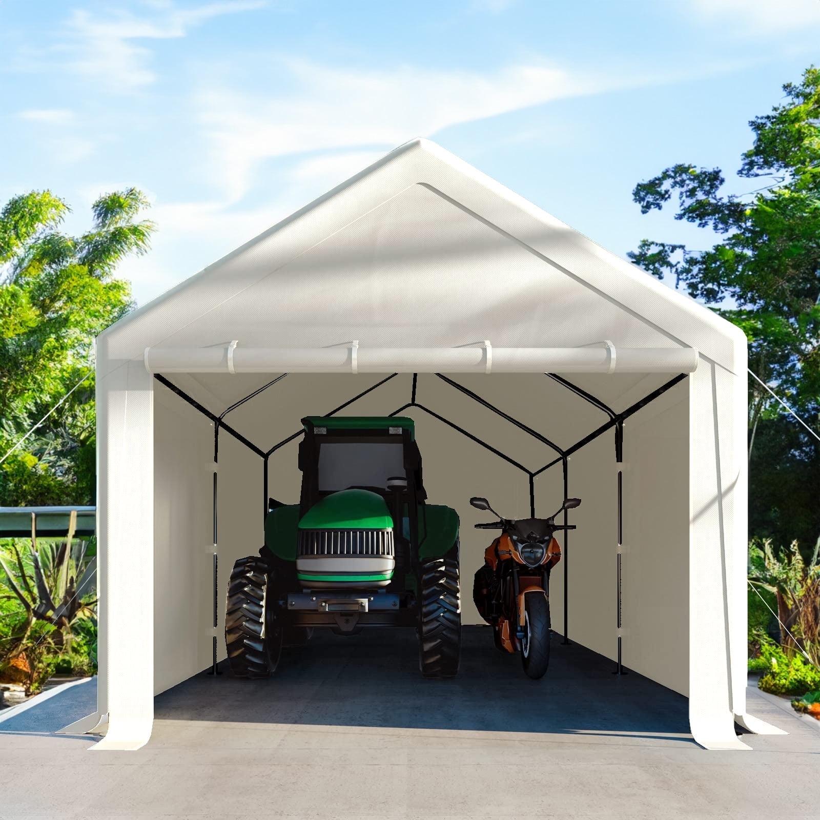 Gray 10' x 20' Portable Steel Carport with Windows