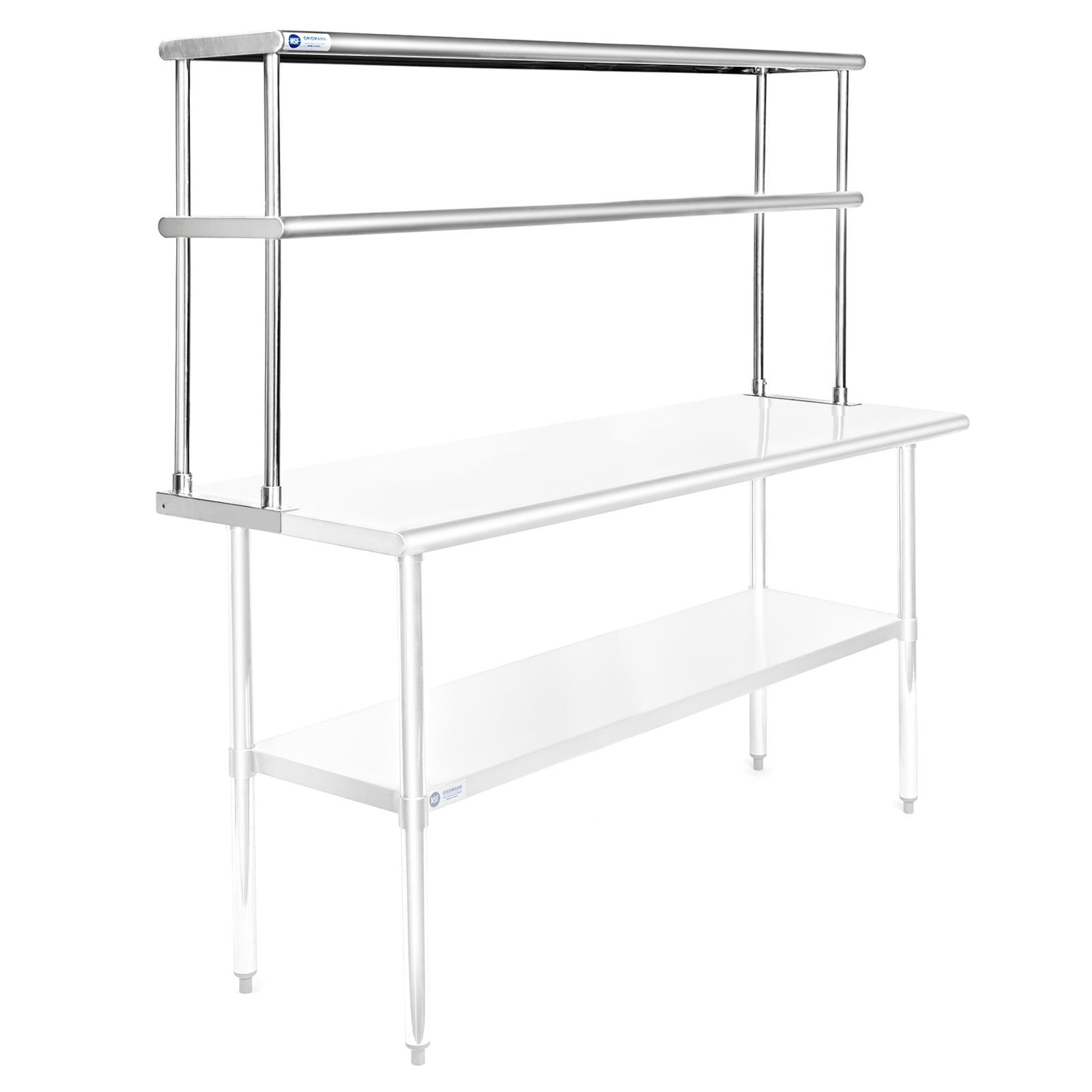 12" D x 31.25" H Stainless Steel 2-Tier Overshelf for Stainless Steel Prep Tables