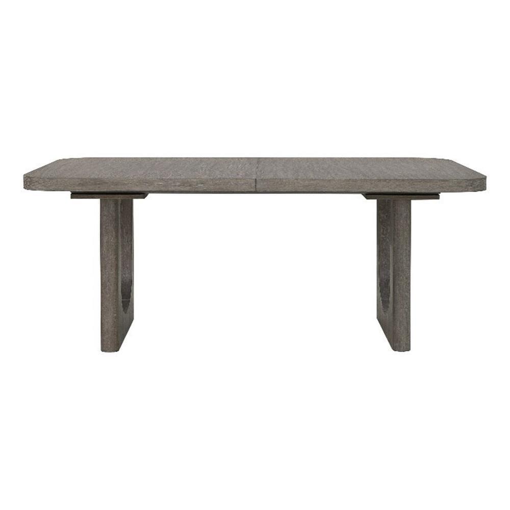 Gray Oak Extendable Rectangular Dining Table with Double Pedestal