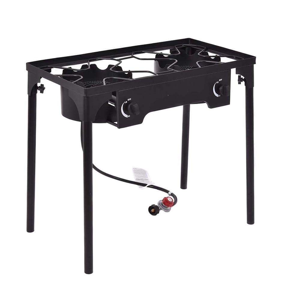 Topbuy Black Cast Iron 2-Burner Portable Propane Gas Grill