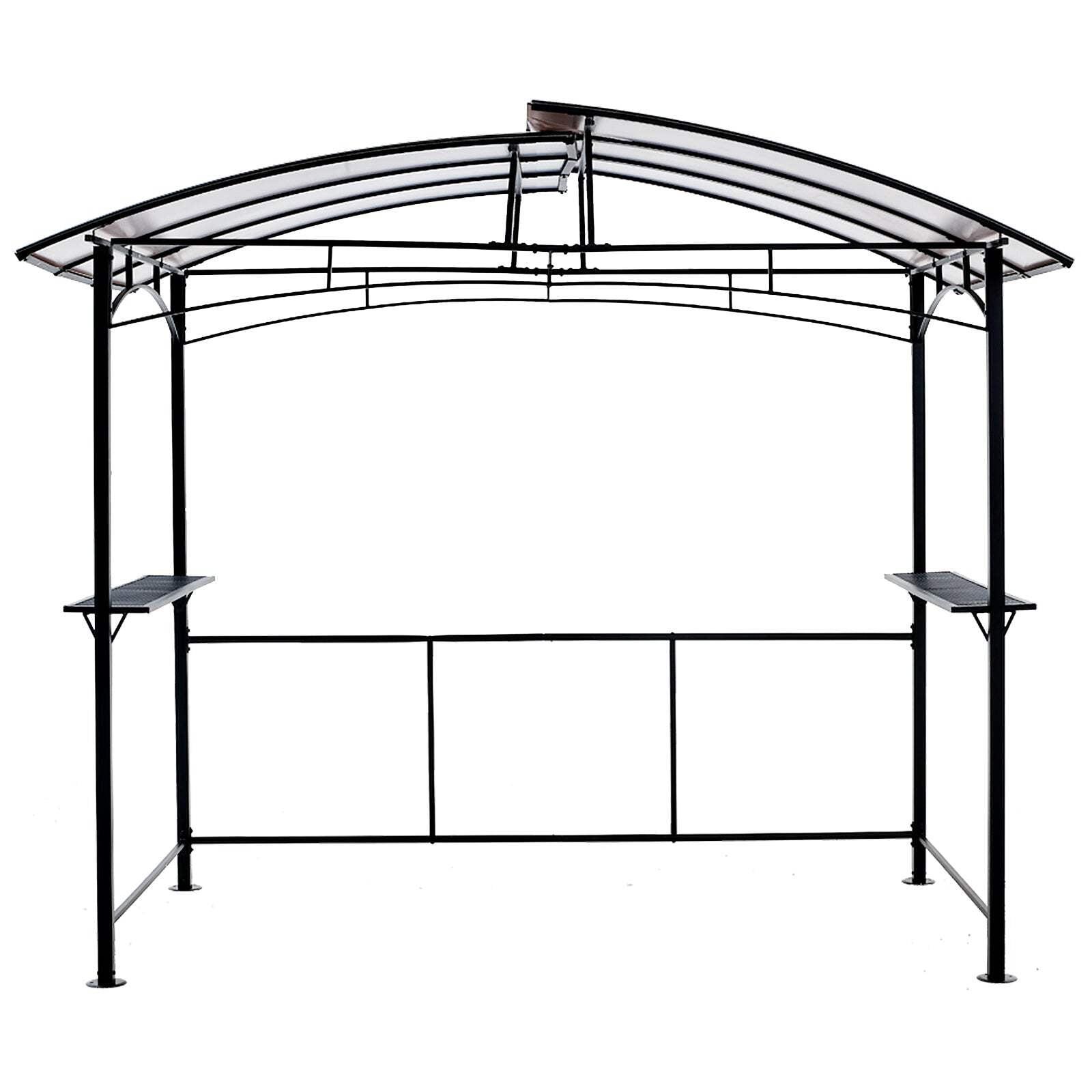 Black Steel Grill Gazebo with Shelves and Hardtop Canopy