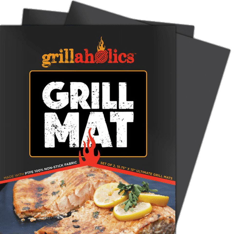 Set of 2 Black Non-Stick BBQ Grill Mats