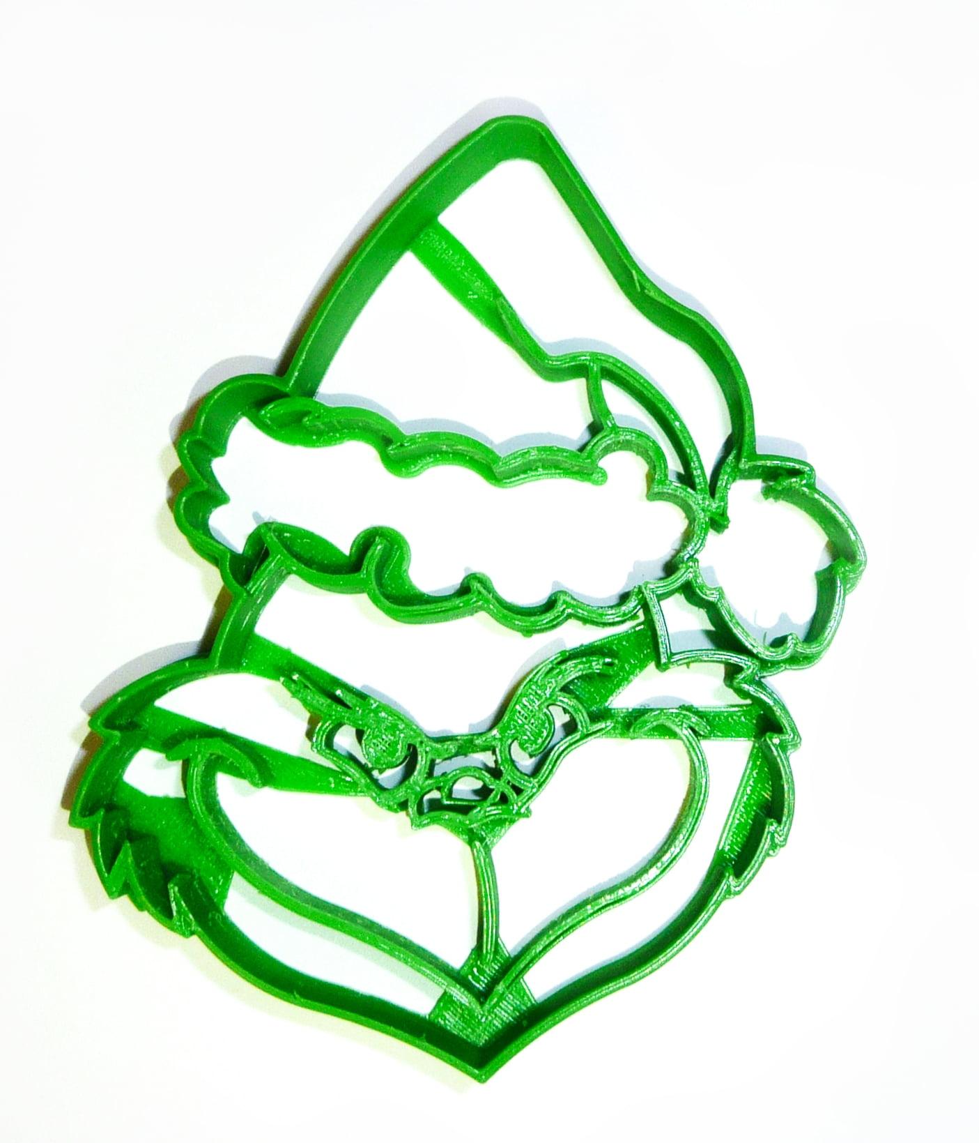 Green Plastic Grinch Head Christmas Cookie Cutter