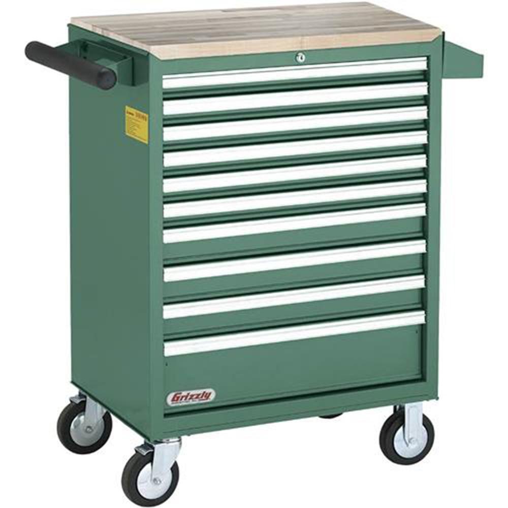 Grizzly Green 10-Drawer Rolling Steel Tool Cabinet