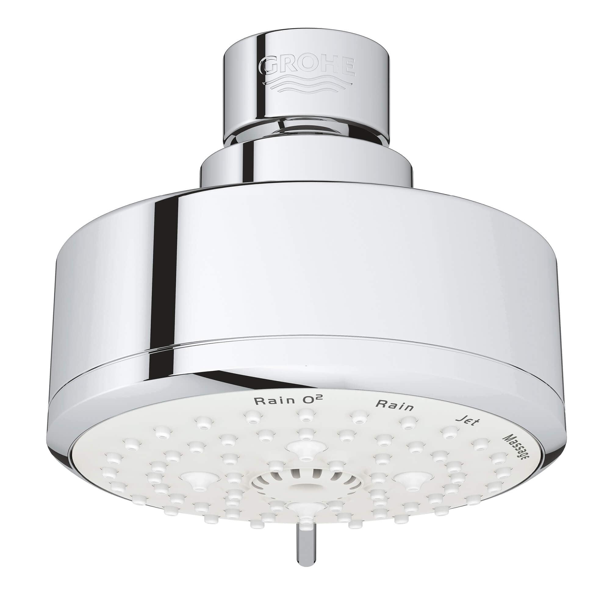 Tempesta Fixed 4-Setting Shower Head Rain O2 Rain Massage Jet Settings
