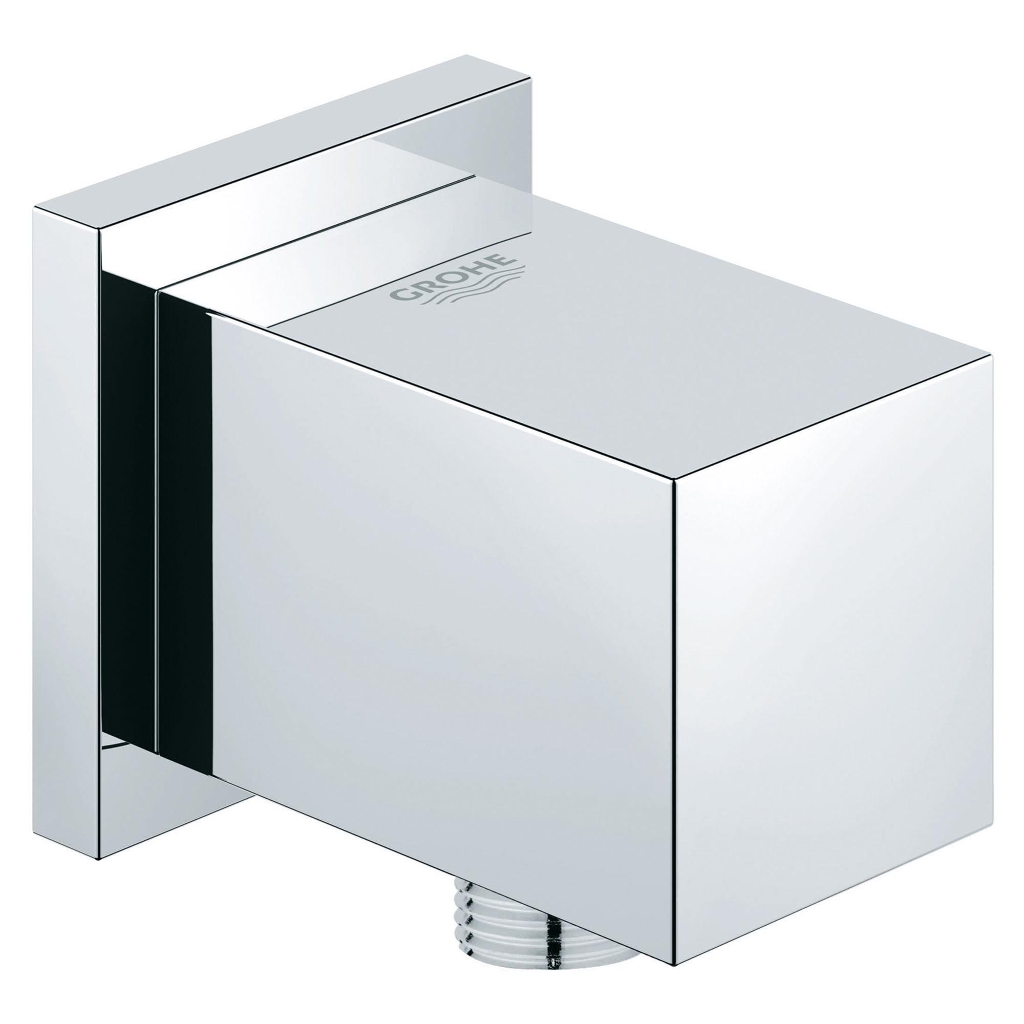 Euphoria Cube Modern Chrome Shower Wall Union with Backflow Prevention