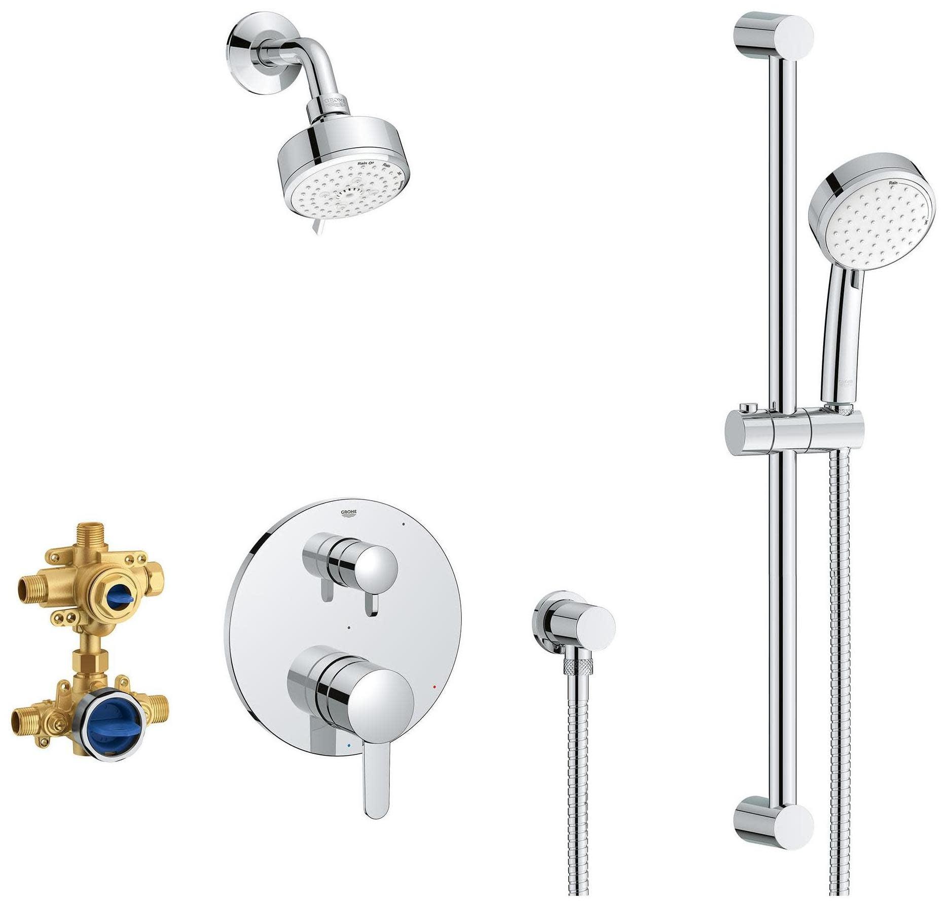 Chrome Multi-Head Adjustable Height Shower System