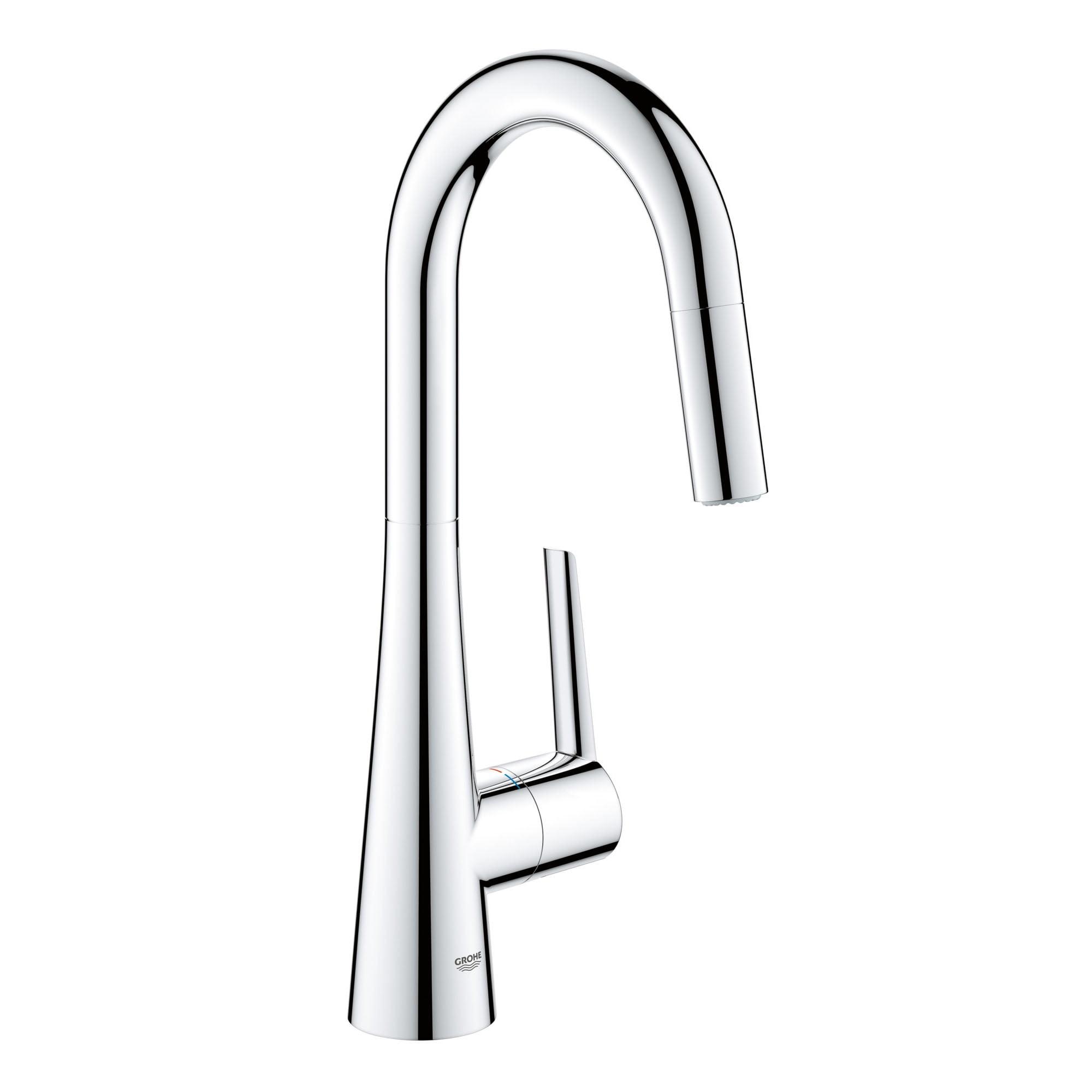 Sleek Euro-Style 15.5" Chrome Pull-Down Bar Faucet with Dual Spray