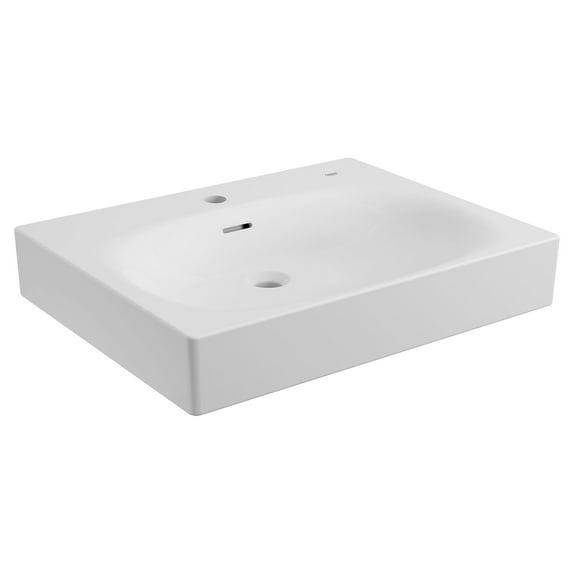 Eurocube® Alpine White Rectangular Wall Mount Bathroom Sink with Overflow