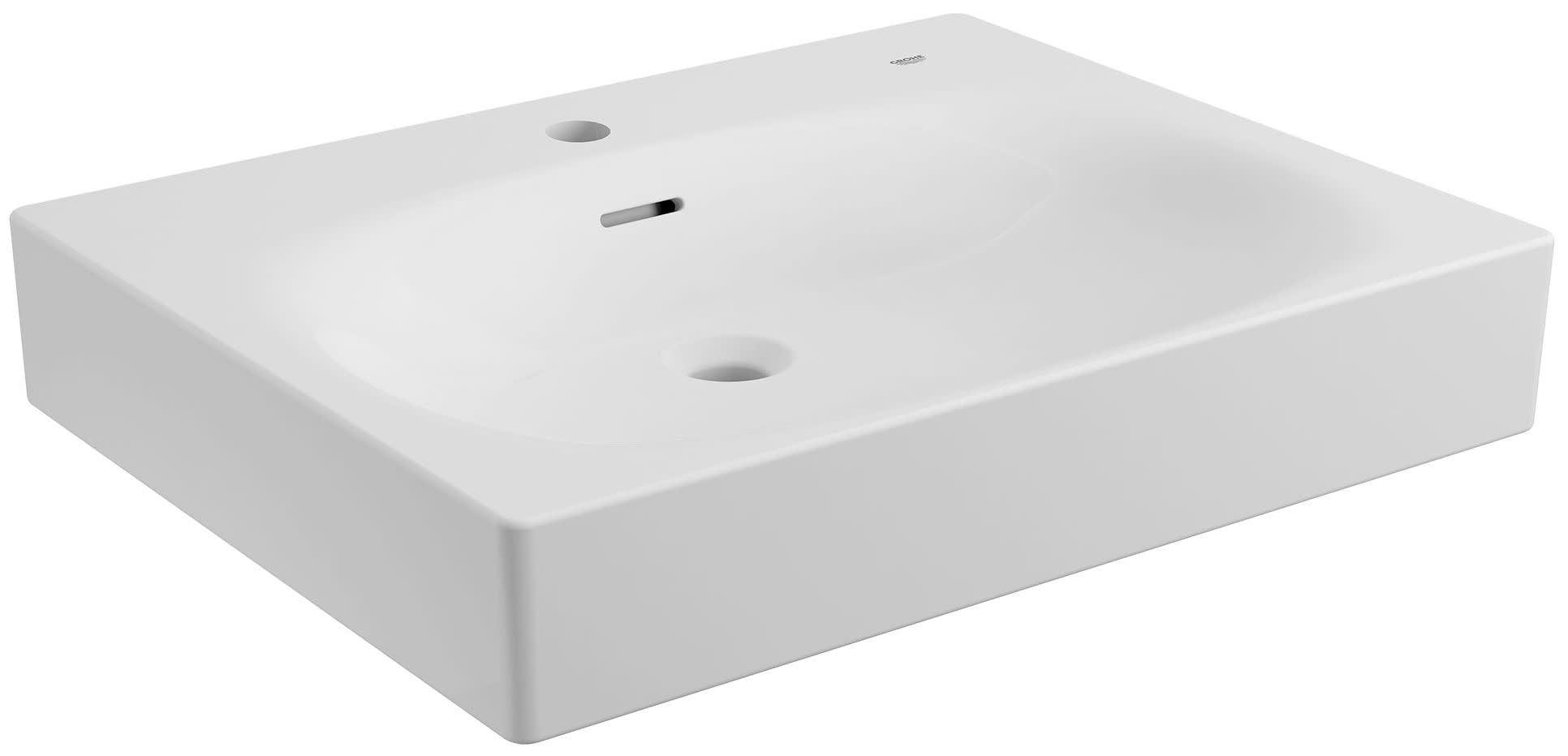 Eurocube® Alpine White Rectangular Wall Mount Bathroom Sink with Overflow