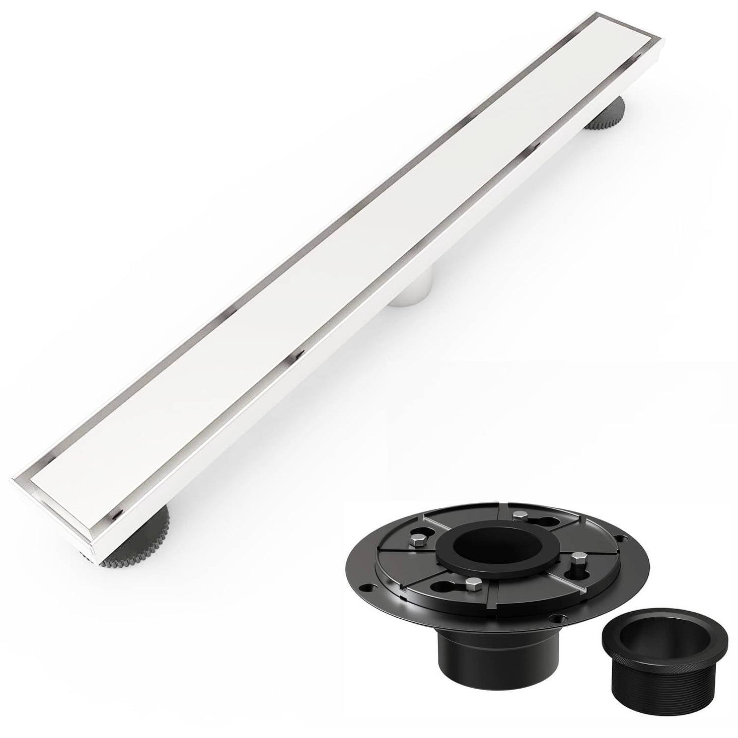 Brushed Nickel 24 Inch Linear Shower Drain with ABS Base