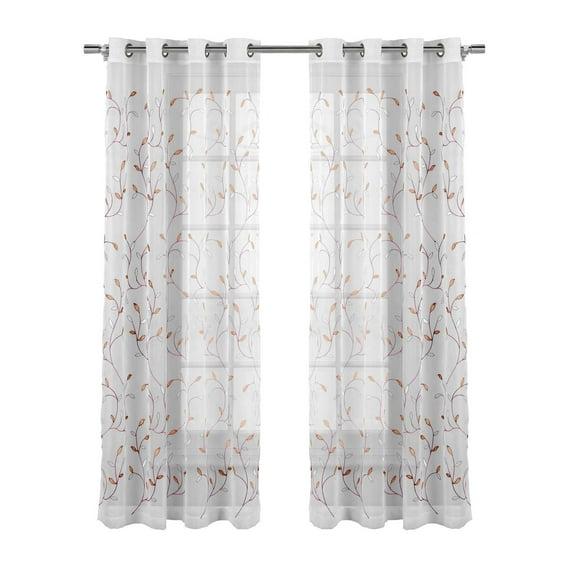 Grommet Curtain Panel, Embroidered Sheer Extra-Wide, Pink 54" x 84"
