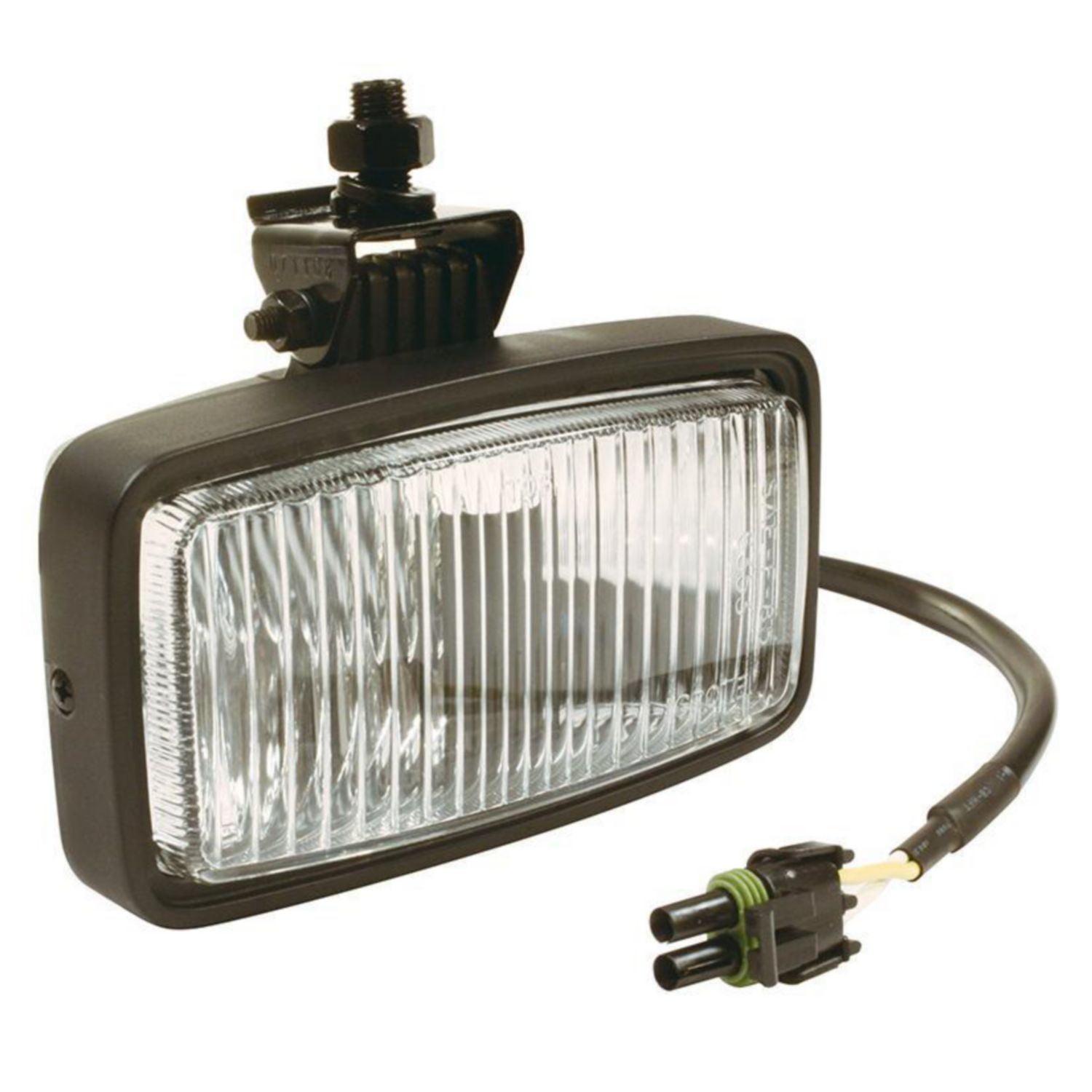 Sleek Black Rectangular Halogen Fog Light with Durable Glass Lens