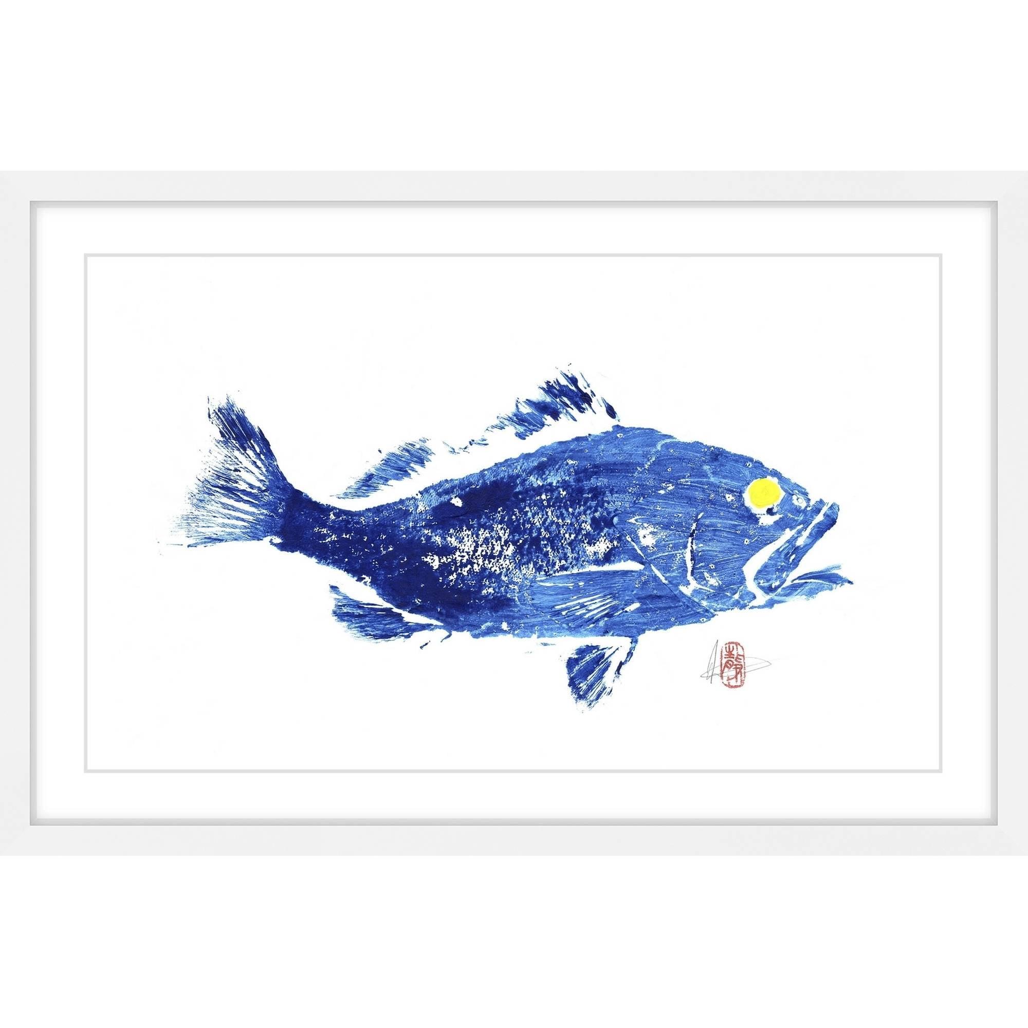 Blue Grouper Framed Canvas Print 30" x 20"