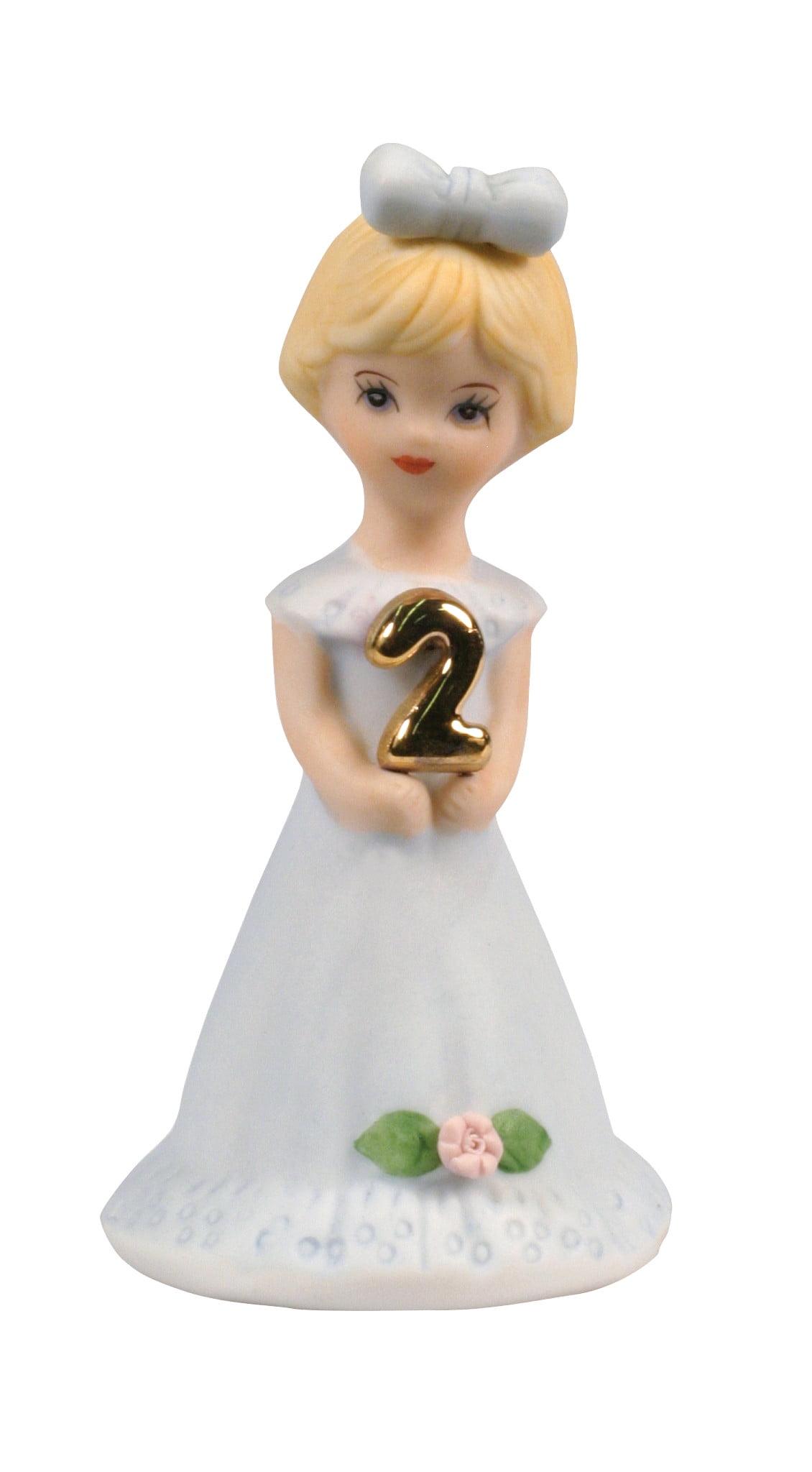 Blonde Age 2 Porcelain Figurine with Blue Dress