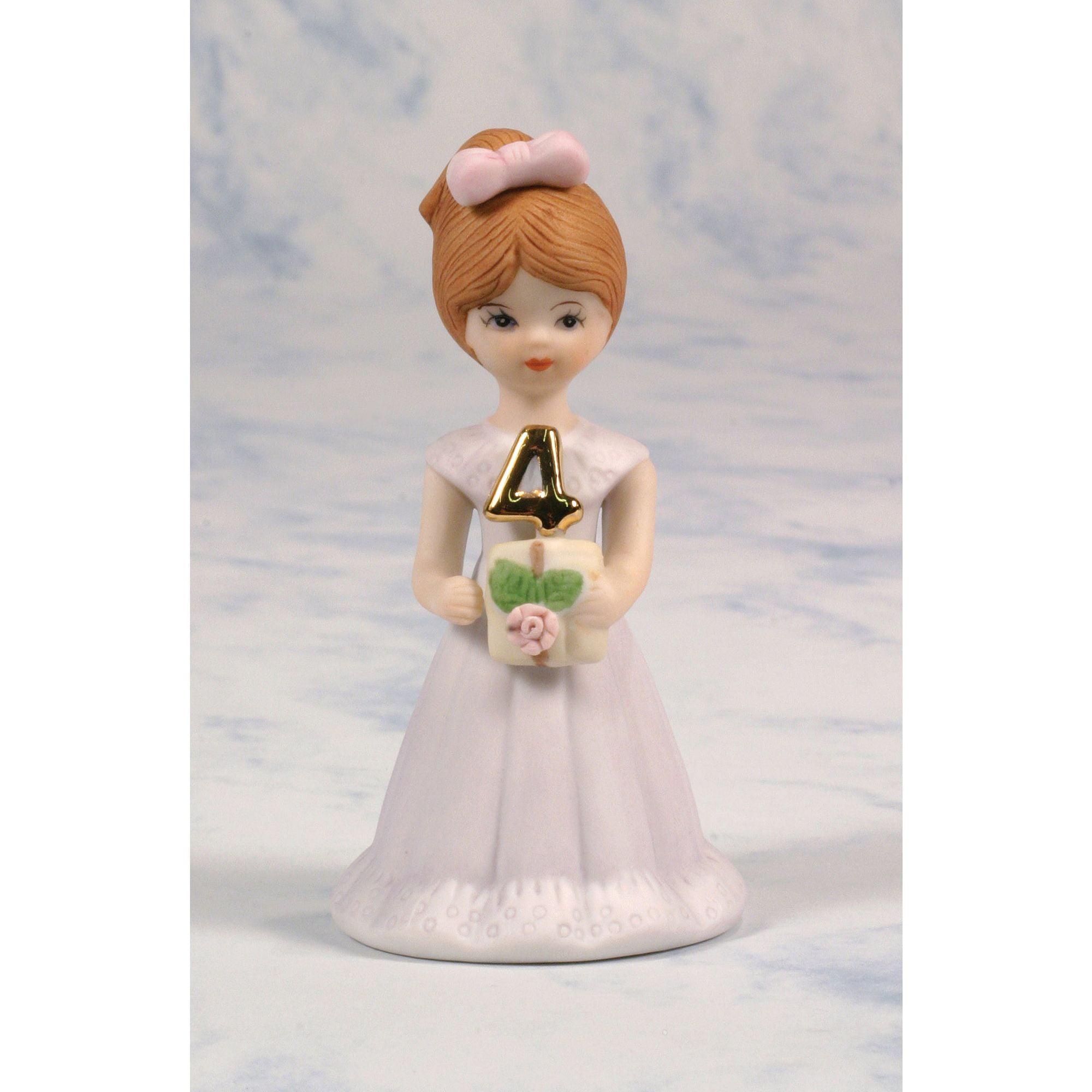 Brunette Girl Age 4 Porcelain Figurine with Lavender Dress