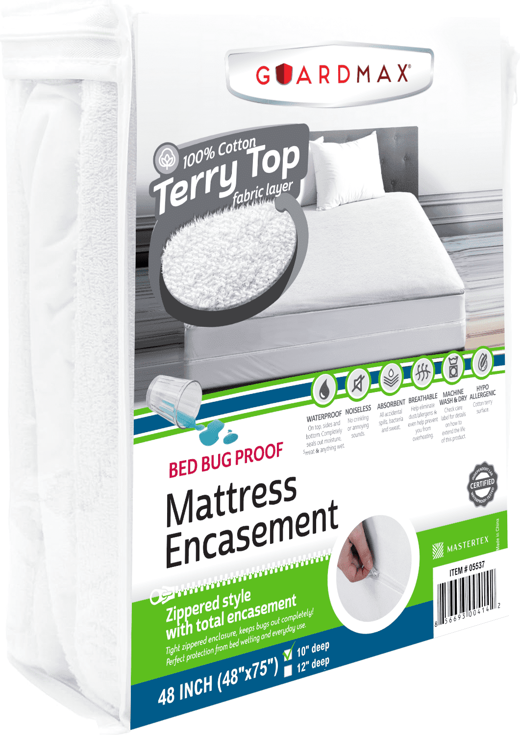 RV Short Mattress Protector by Guardmax: Terry Cotton, Waterproof, Bed Bug Proof, Soft & Comfortable Cover with 10 Inch Deep Pockets